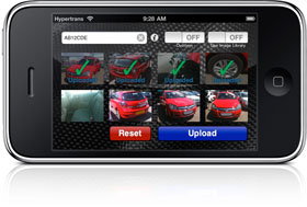 Screenshot of an iOS app for uploading images of cars